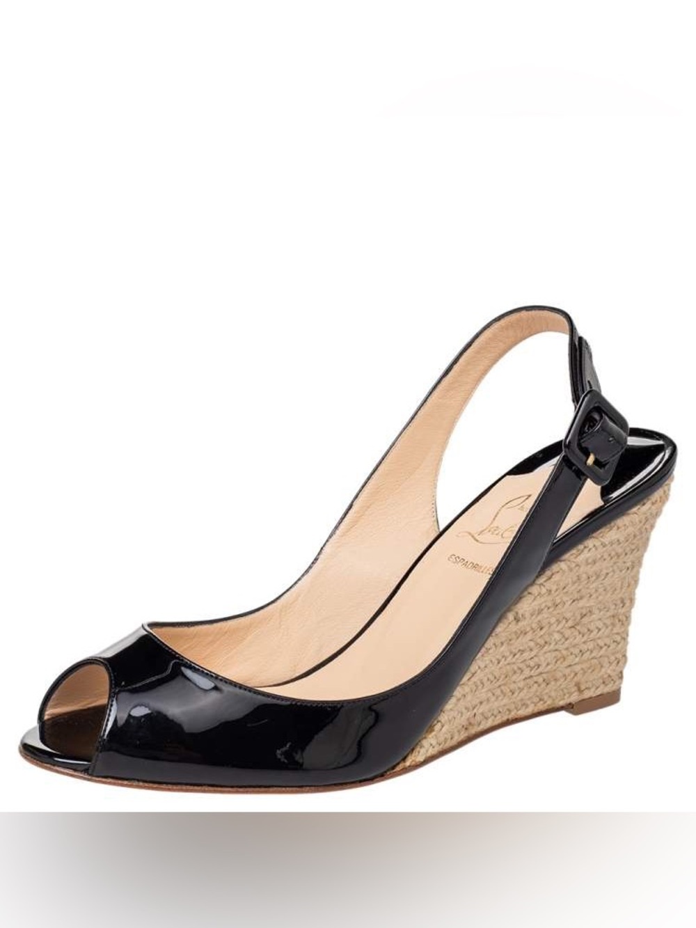 Christian Louboutin Black Patent Leather Puglia Espadrilles